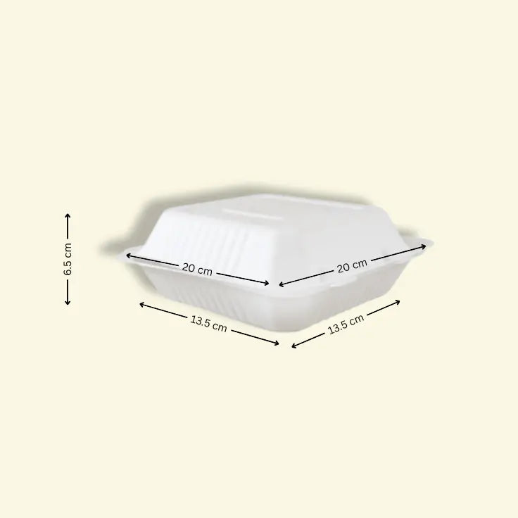 Bagasse clamshell boxes 8 inch 3CP ecopek