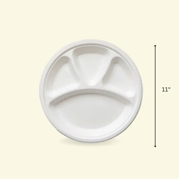 Bagasse meal plates 11" inch 4CP ecopek