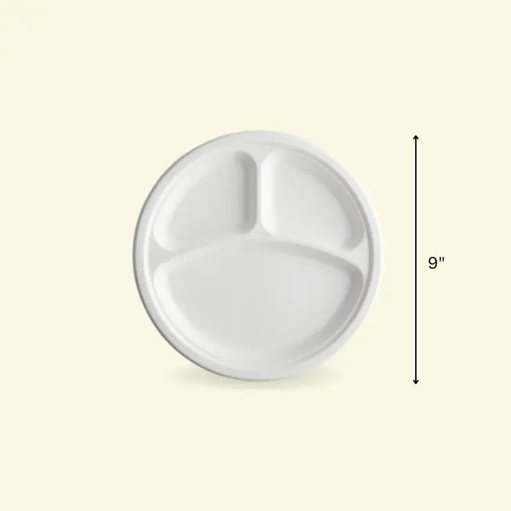 Bagasse meal plates 9" inch 3CP ecopek