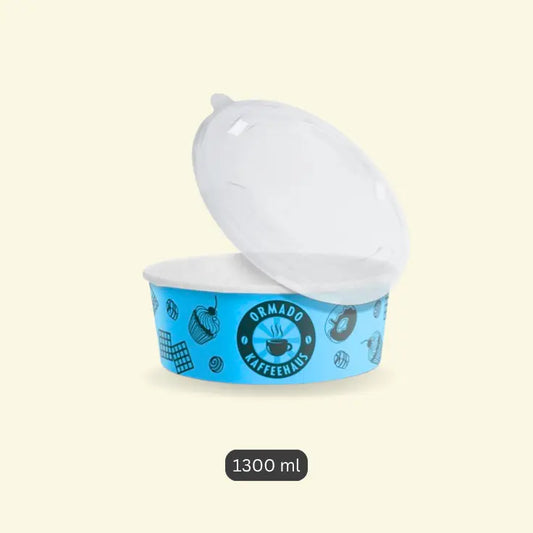 Printede Paper Bowls With PP Lead 1300ML ecopek