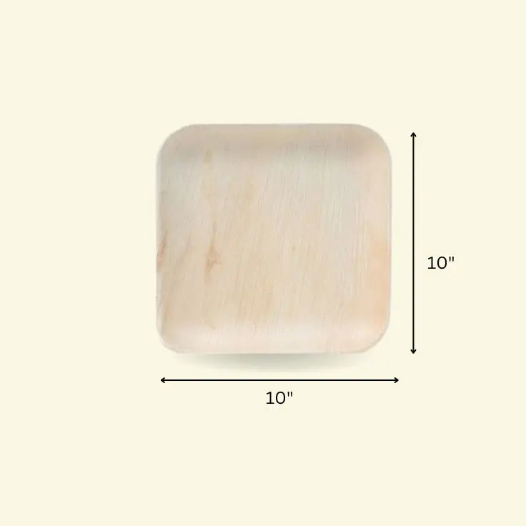 Areca leaf square plates 10x10" inch ecopek