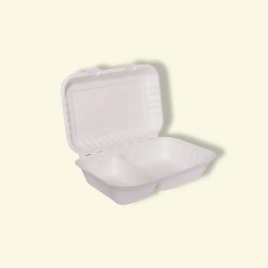 Bagasse clamshell boxes 10 inch 2CP ecopek