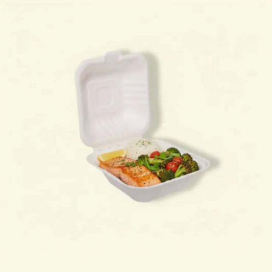 Bagasse clamshell boxes 6 inch ecopek