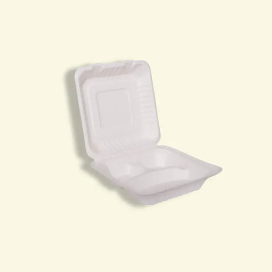 Bagasse clamshell boxes 8 inch 3CP ecopek