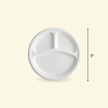 Bagasse meal plates  9" inch 3CP ecopek