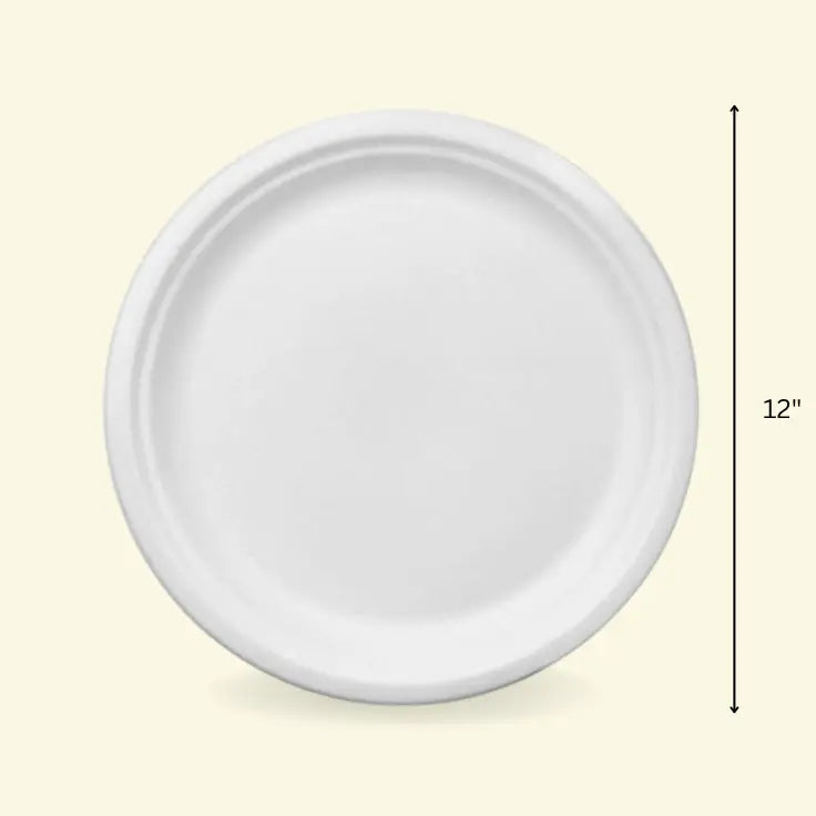 Bagasse round plates 12" inch ecopek