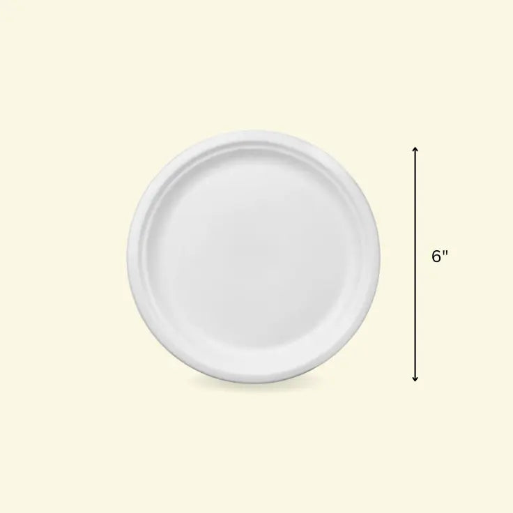 Bagasse round plates 6" inch ecopek