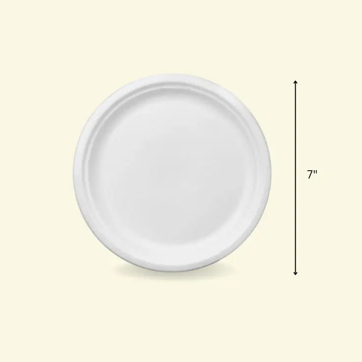 Bagasse round plates 7" inch ecopek