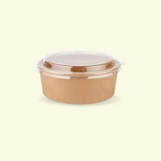 Brown Paper Bowls With PP Lead 1100ML ecopek