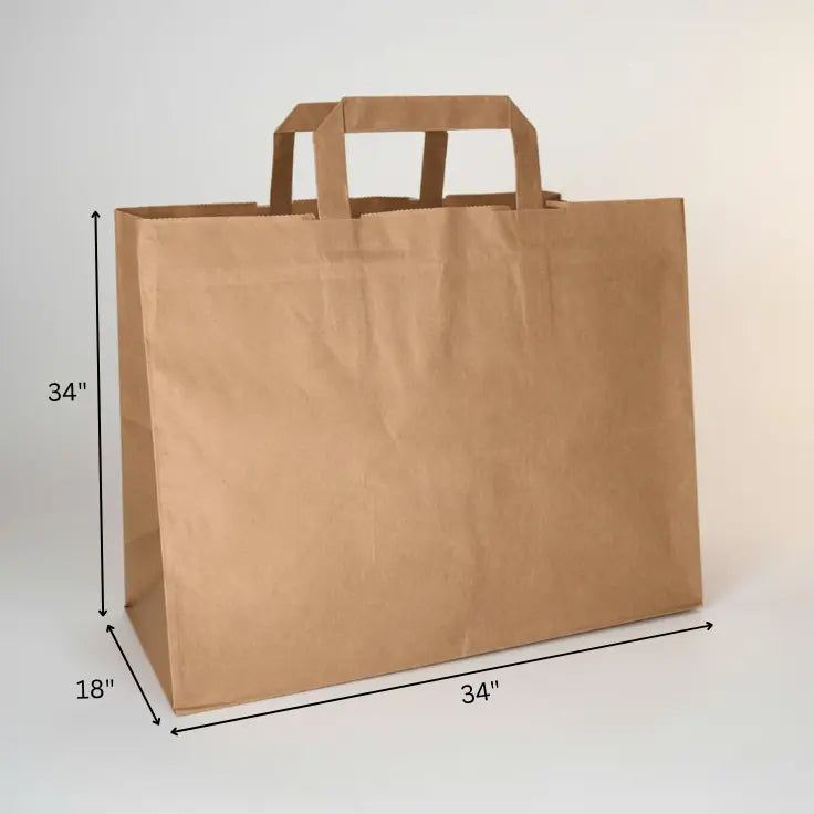 Brown Paper Bag With Flat Handle 34x18x34 My Store